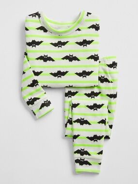 Baby Gap Pajama Set - Green Stripes with Bats - 18-24 Mo